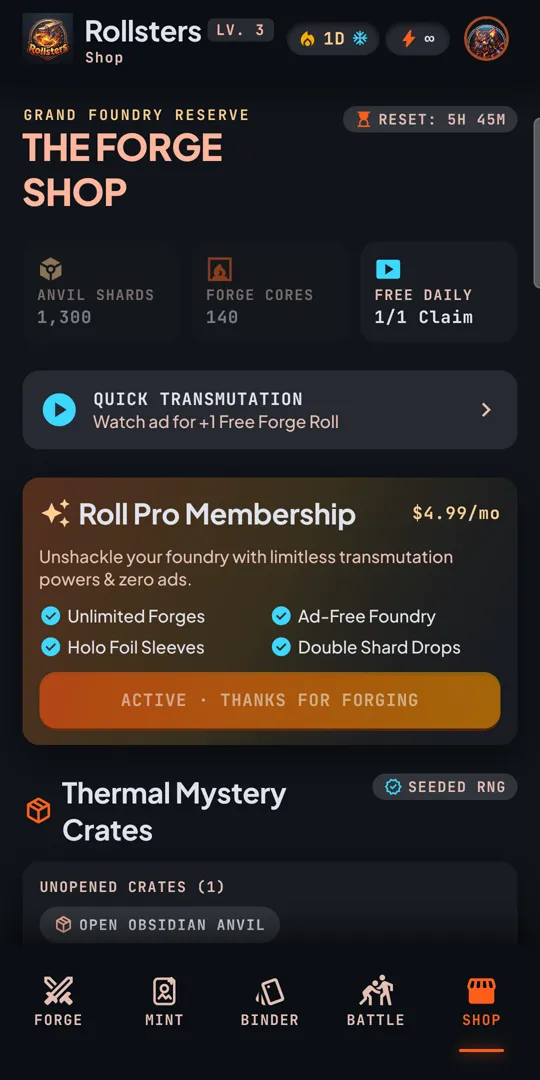 The shop with crates and Roll Pro
